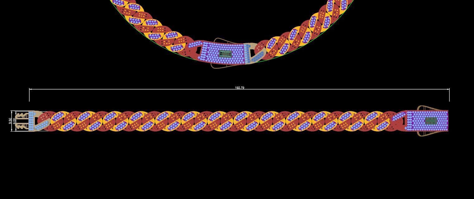 9MM monaco chain kolye bileklik 3D print model_10