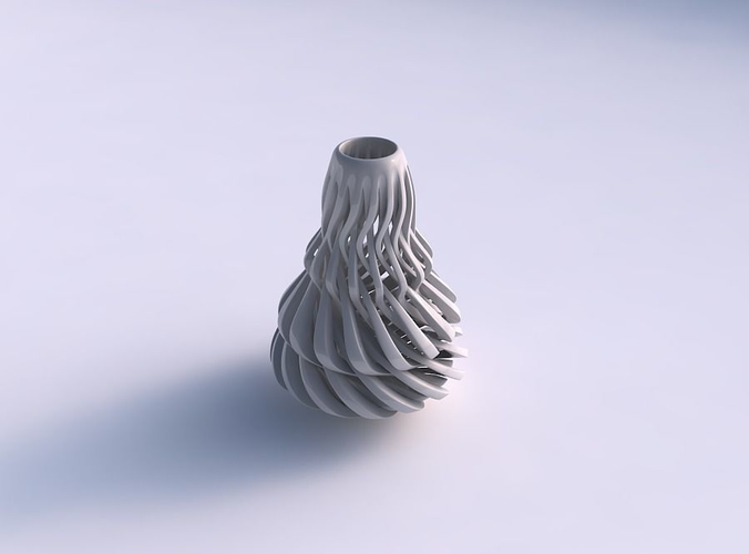 Vase taper 2 with twisted sharp muscle structure wide middle