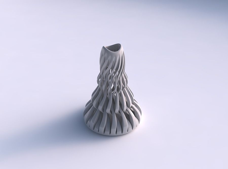 Vase taper 2 with twisted sharp muscle structure streched top 3D print model_0