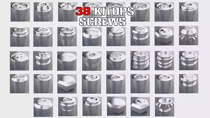 38 KITOPS Hard Surface SCREWS Low-poly 3D model