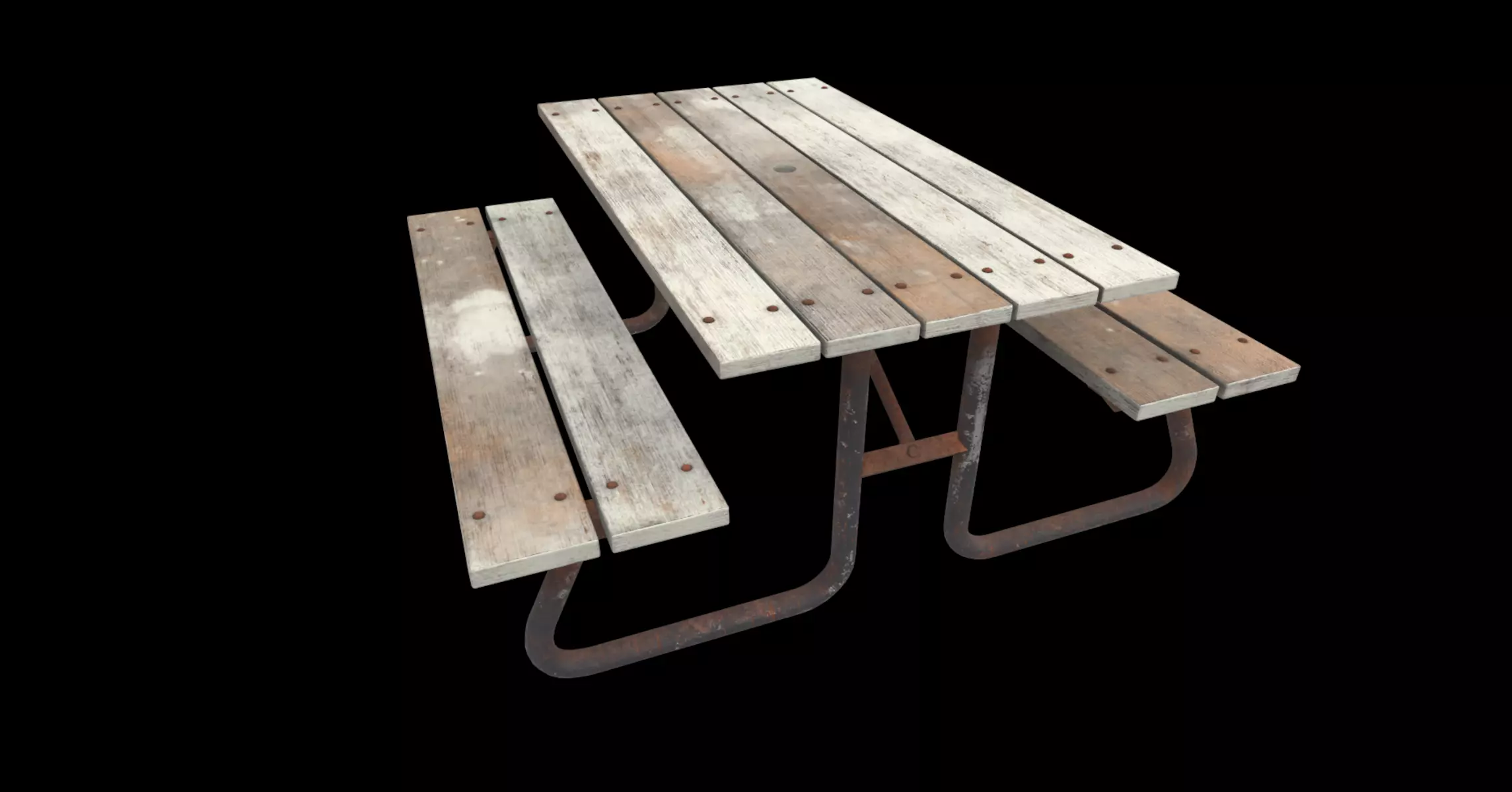 wooden picnic table 01 3D model