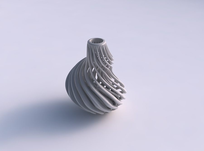Vase taper bend wavy with beveled muscle structure twisted and squeezed