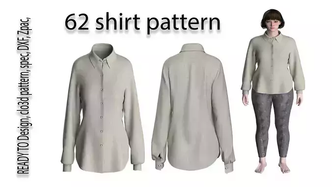 62 shirt pattern for women 3D print model