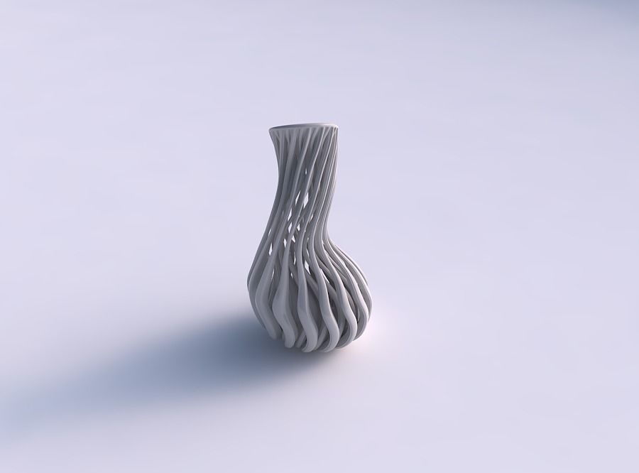 Vase taper bend wavy with beveled muscle structure eccentric 3D print model_0