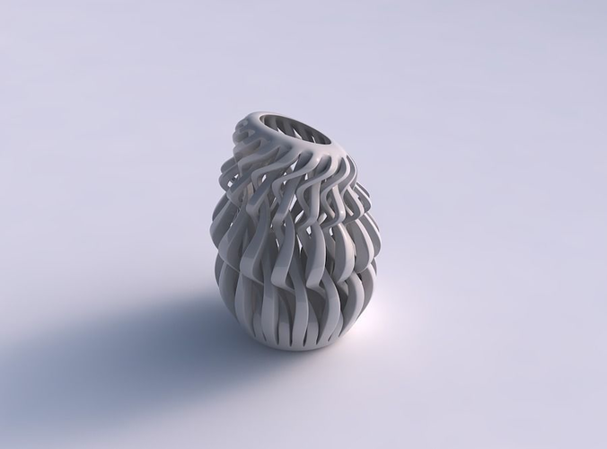 Vase taper 2 with twisted sharp muscle structure squeezed with streched top corner