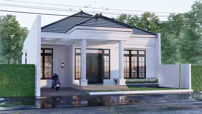 White Classic Luxury house Full Interior and furniture