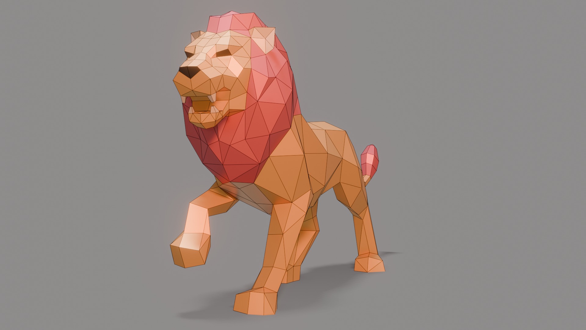 Polygonal Lion Low-poly 3D model_2