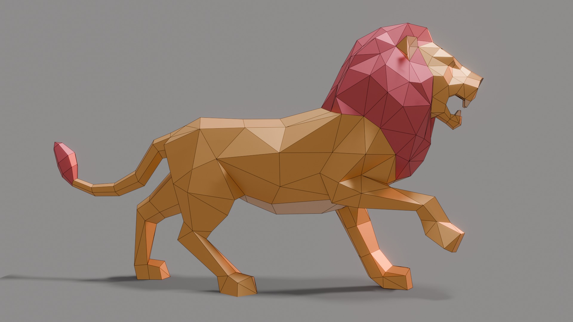 Polygonal Lion Low-poly 3D model_6