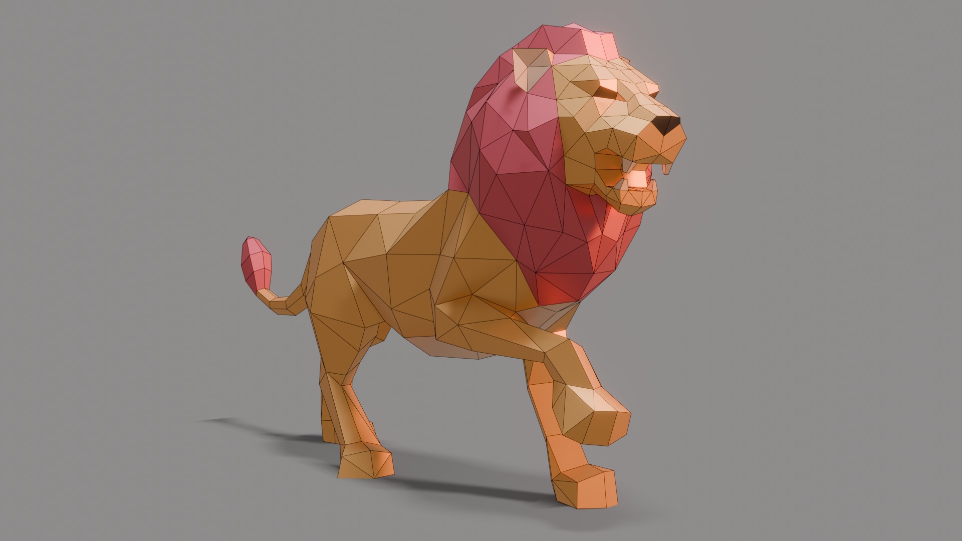 Polygonal Lion Low-poly 3D model_4