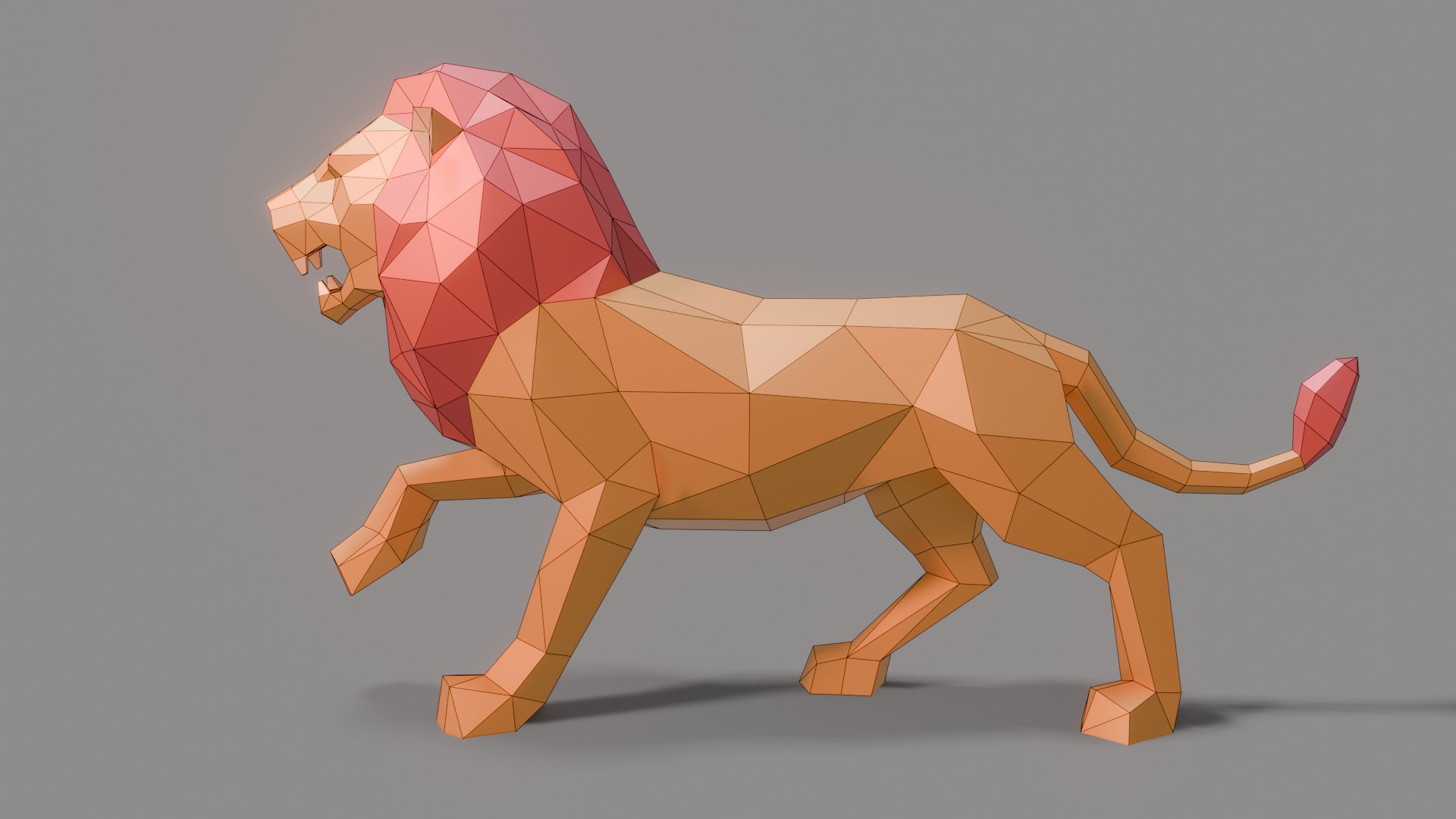 Polygonal Lion Low-poly 3D model_1