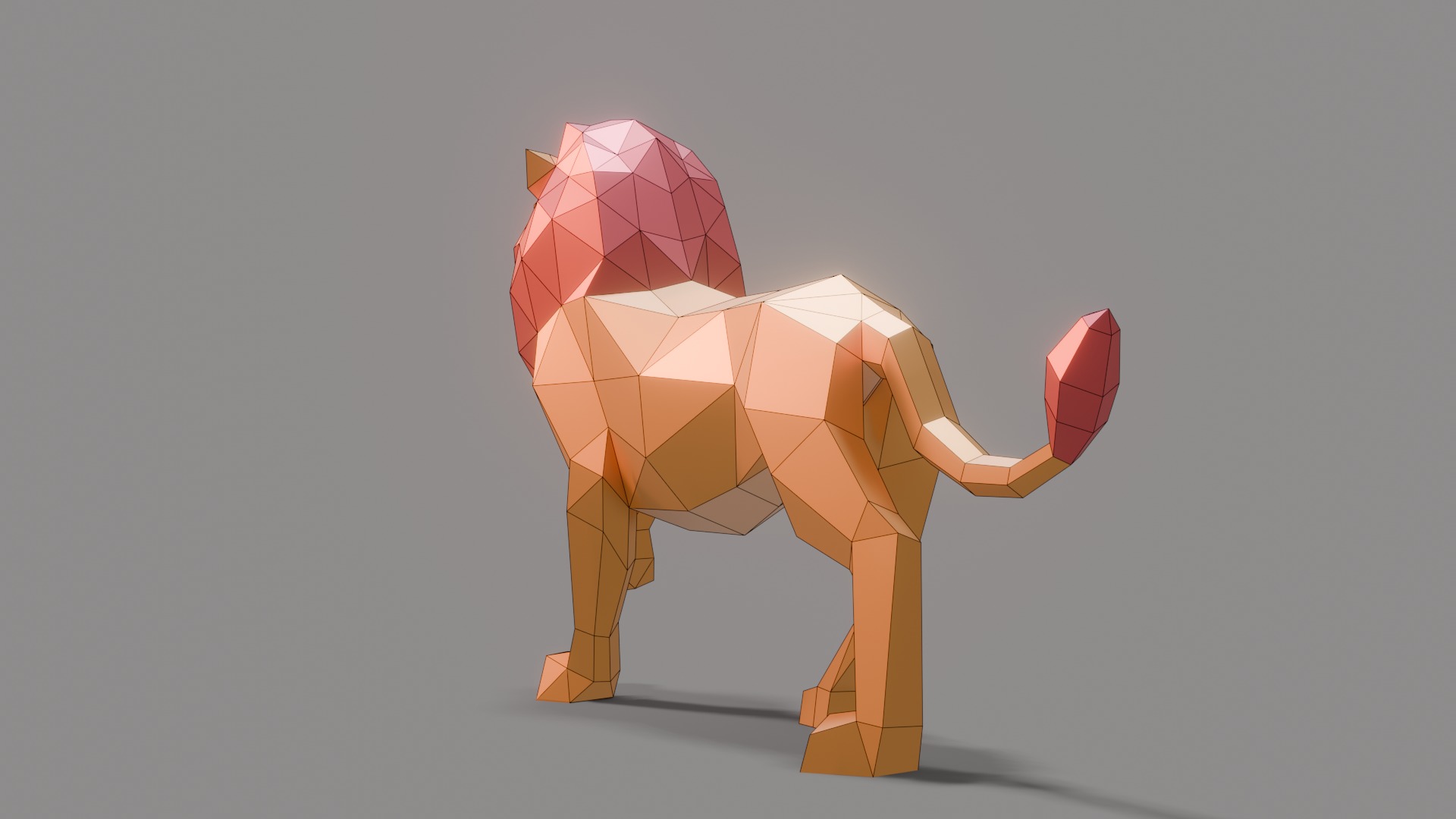 Polygonal Lion Low-poly 3D model_10