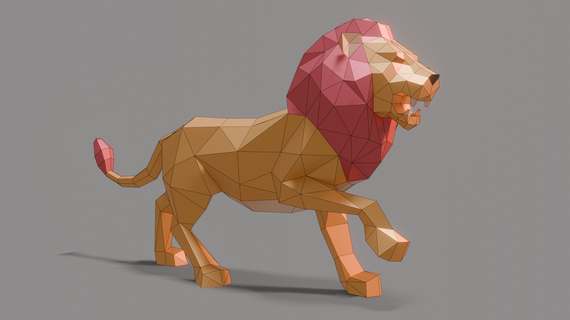Polygonal Lion Low-poly 3D model_5