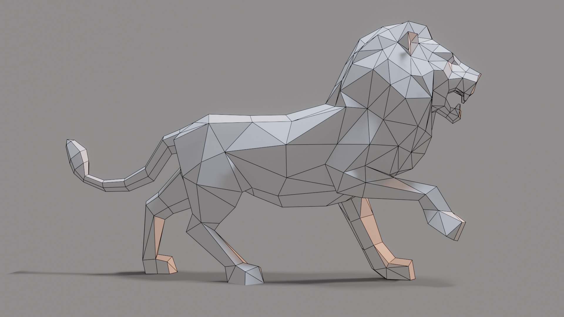 Polygonal Lion Low-poly 3D model_14