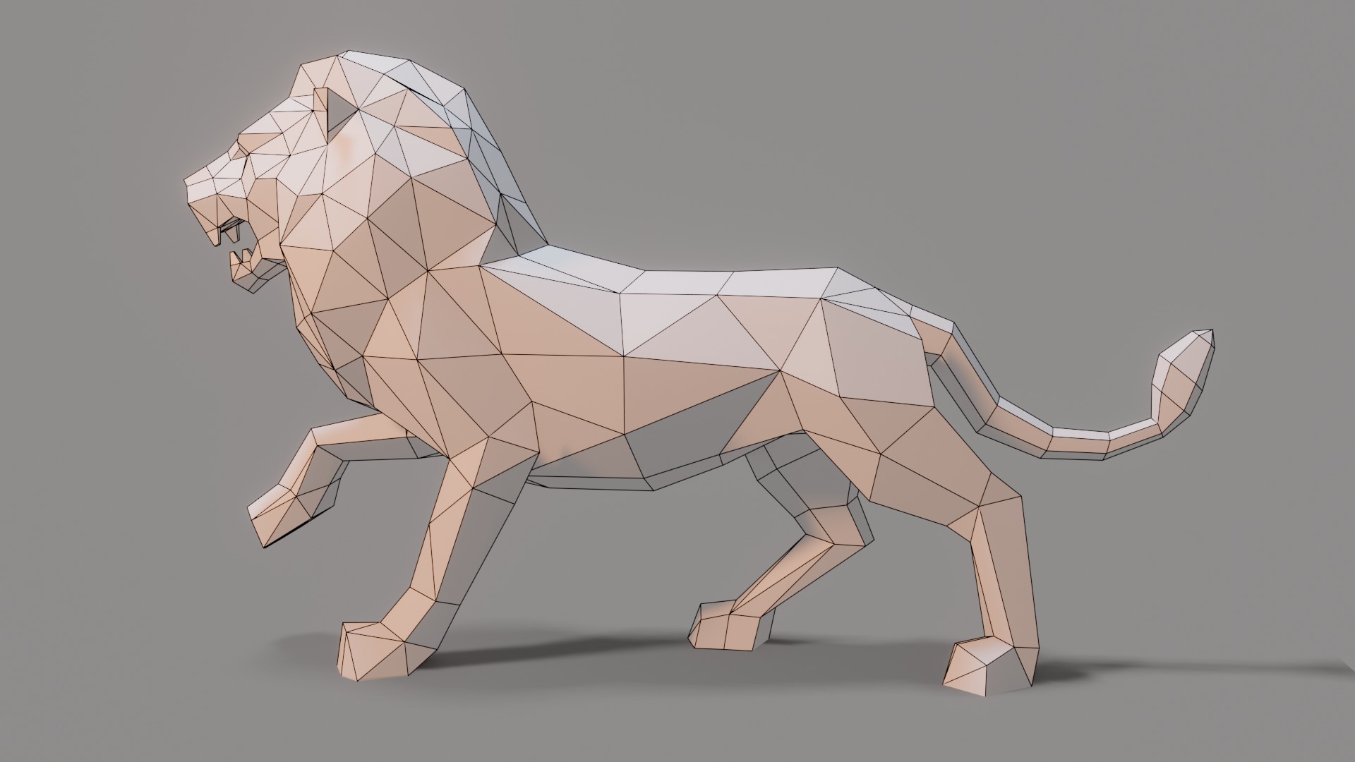 Polygonal Lion Low-poly 3D model_13