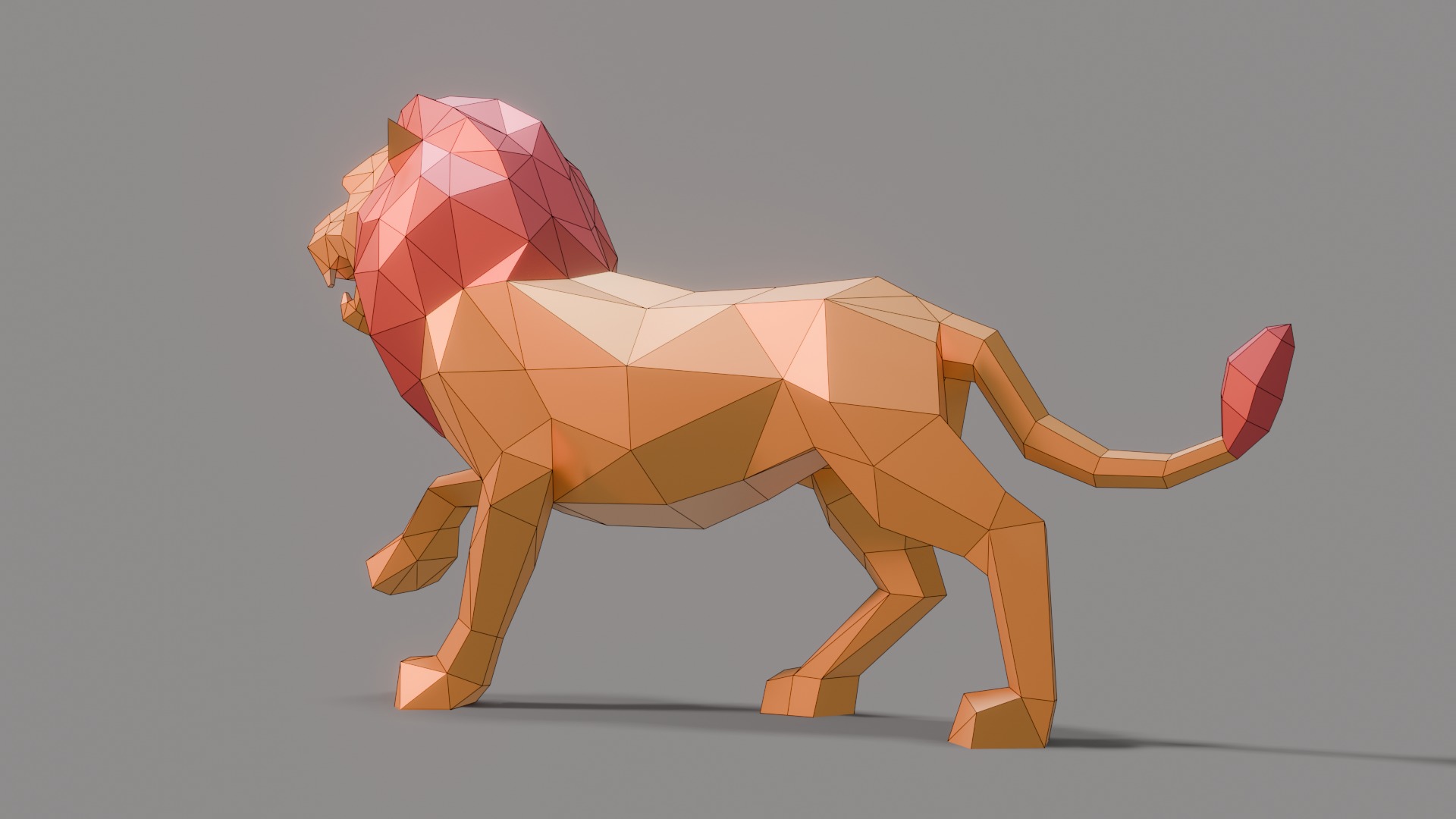 Polygonal Lion Low-poly 3D model_11