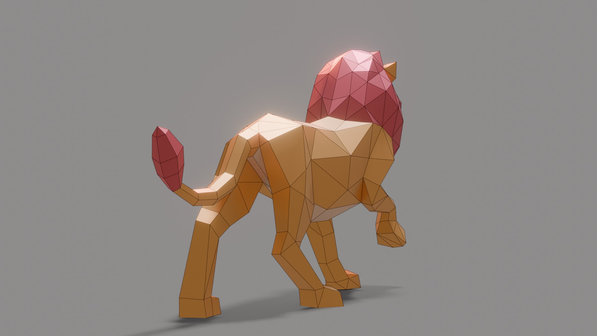 Polygonal Lion Low-poly 3D model_8
