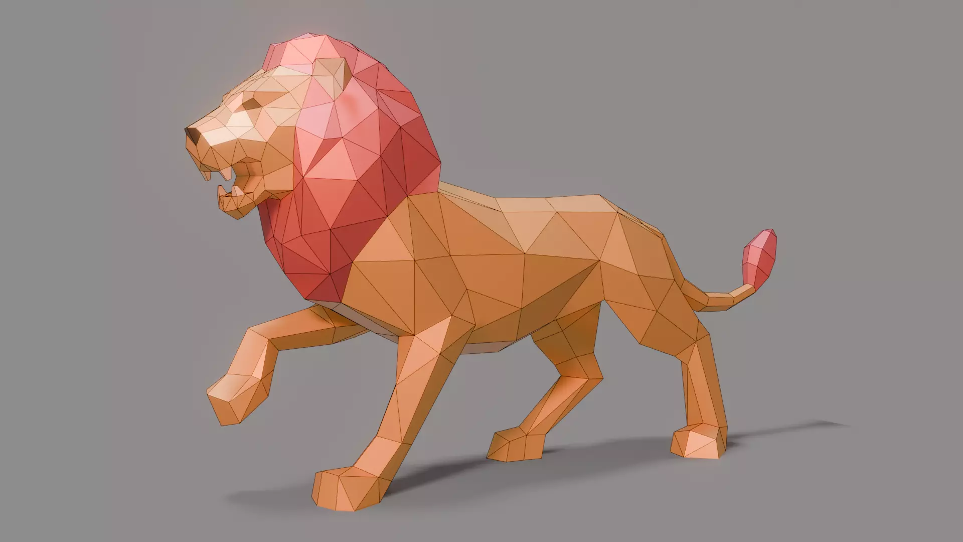 Polygonal Lion Low-poly 3D model_0