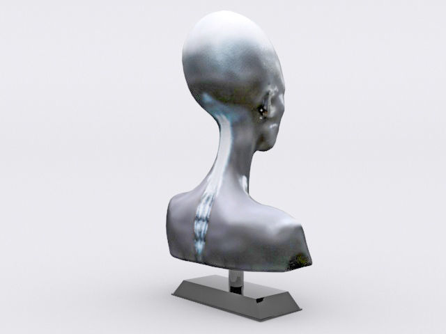 Alien Woman Bust  Low-poly 3D model_5