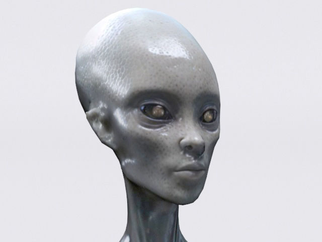 Alien Woman Bust  Low-poly 3D model_2
