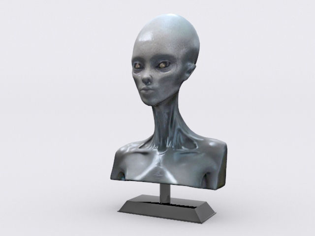 Alien Woman Bust  Low-poly 3D model_7