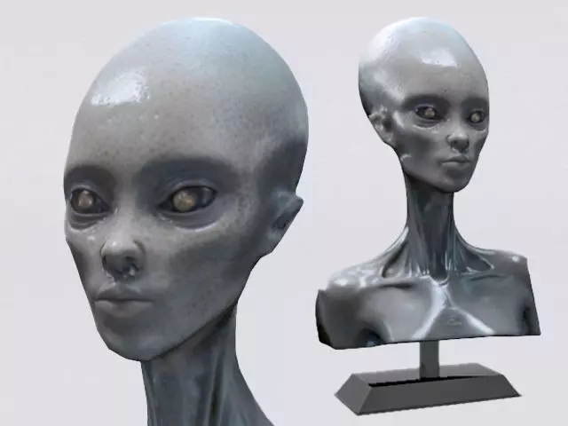 Alien Woman Bust  Low-poly 3D model_0