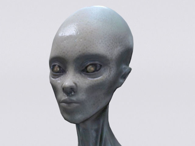 Alien Woman Bust  Low-poly 3D model_8