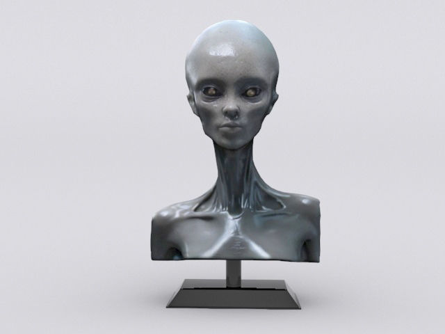 Alien Woman Bust  Low-poly 3D model_1
