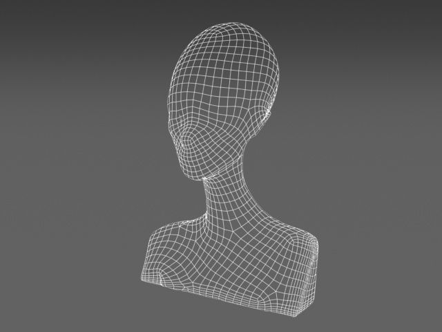 Alien Woman Bust  Low-poly 3D model_9