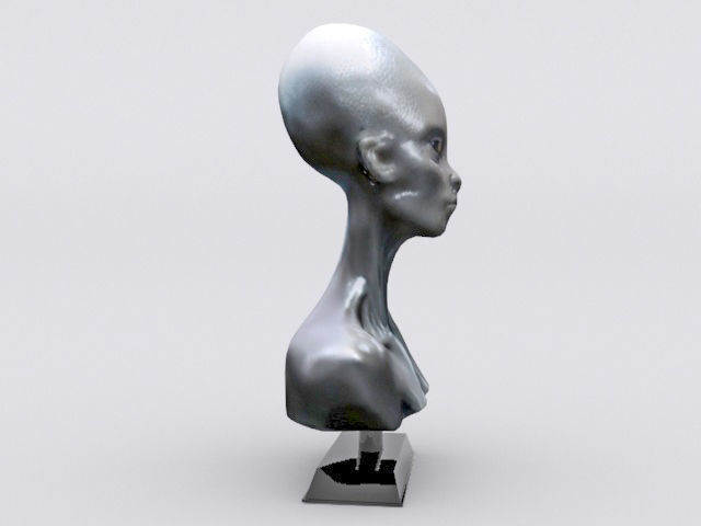 Alien Woman Bust  Low-poly 3D model_4