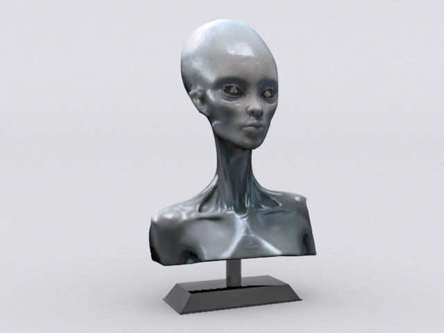 Alien Woman Bust  Low-poly 3D model_3