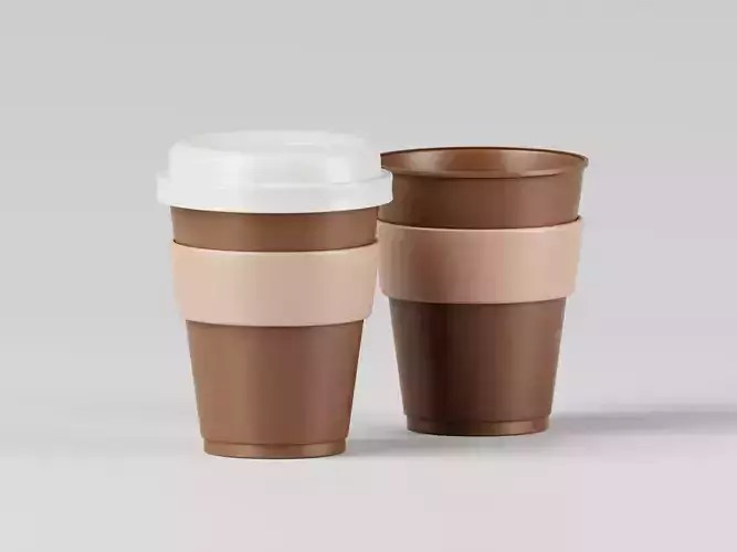Realistic Bamboo or Coffee Cups 3D Model