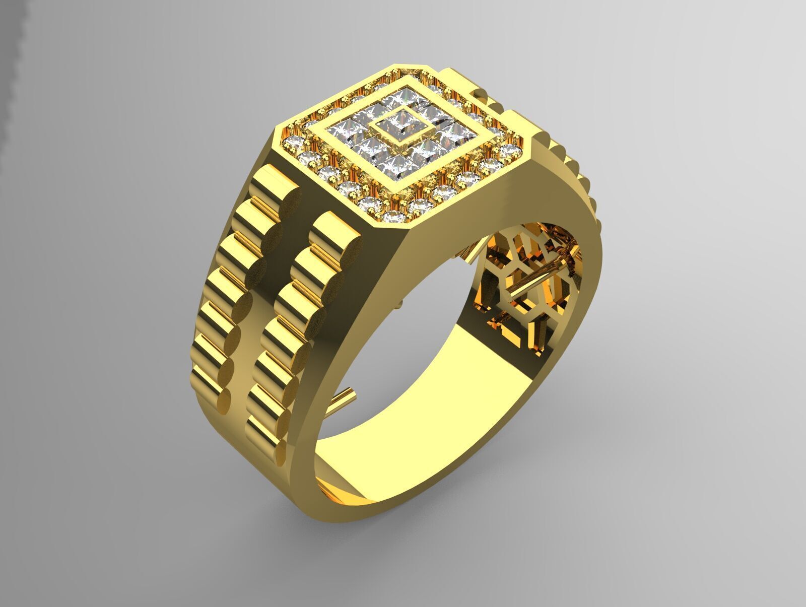 Luxury man Rolex design diamond ring model ror0007 3D print model_16