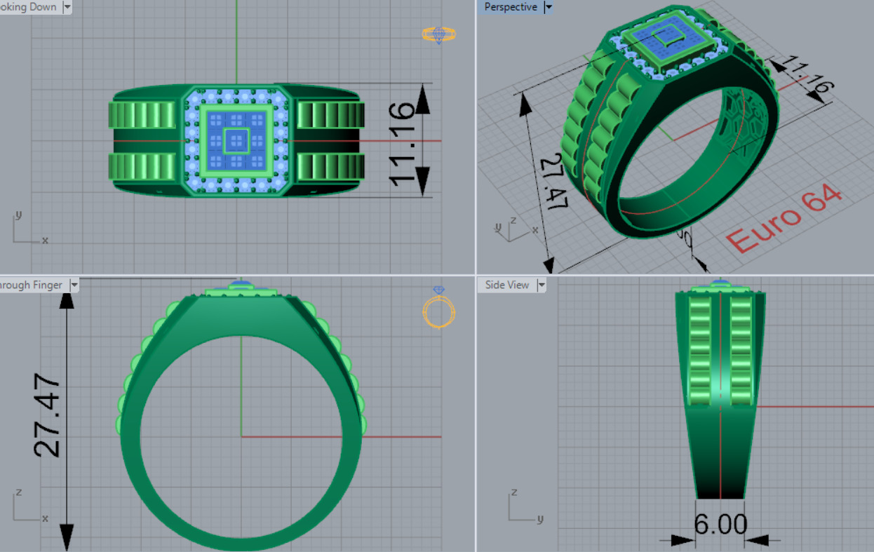 Luxury man Rolex design diamond ring model ror0007 3D print model_4