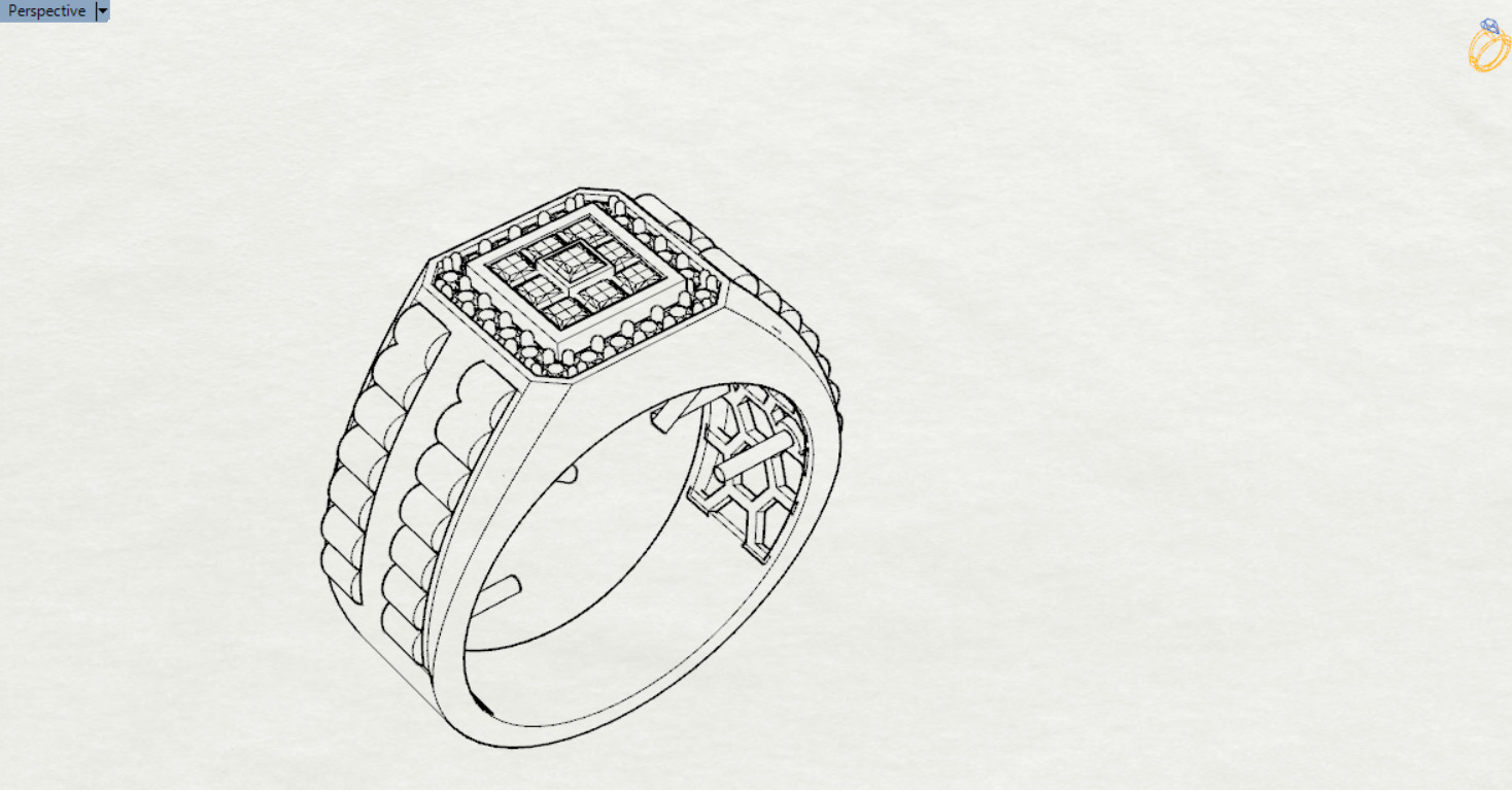 Luxury man Rolex design diamond ring model ror0007 3D print model_21