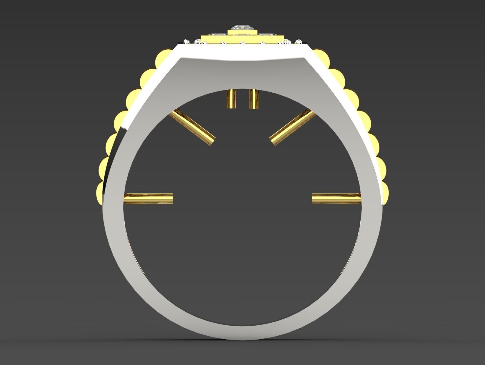 Luxury man Rolex design diamond ring model ror0007 3D print model_3