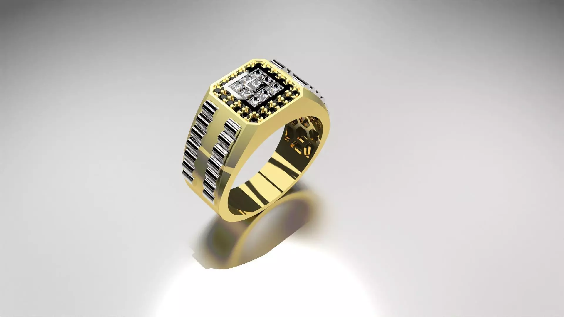 Luxury man Rolex design diamond ring model ror0007 3D print model_0