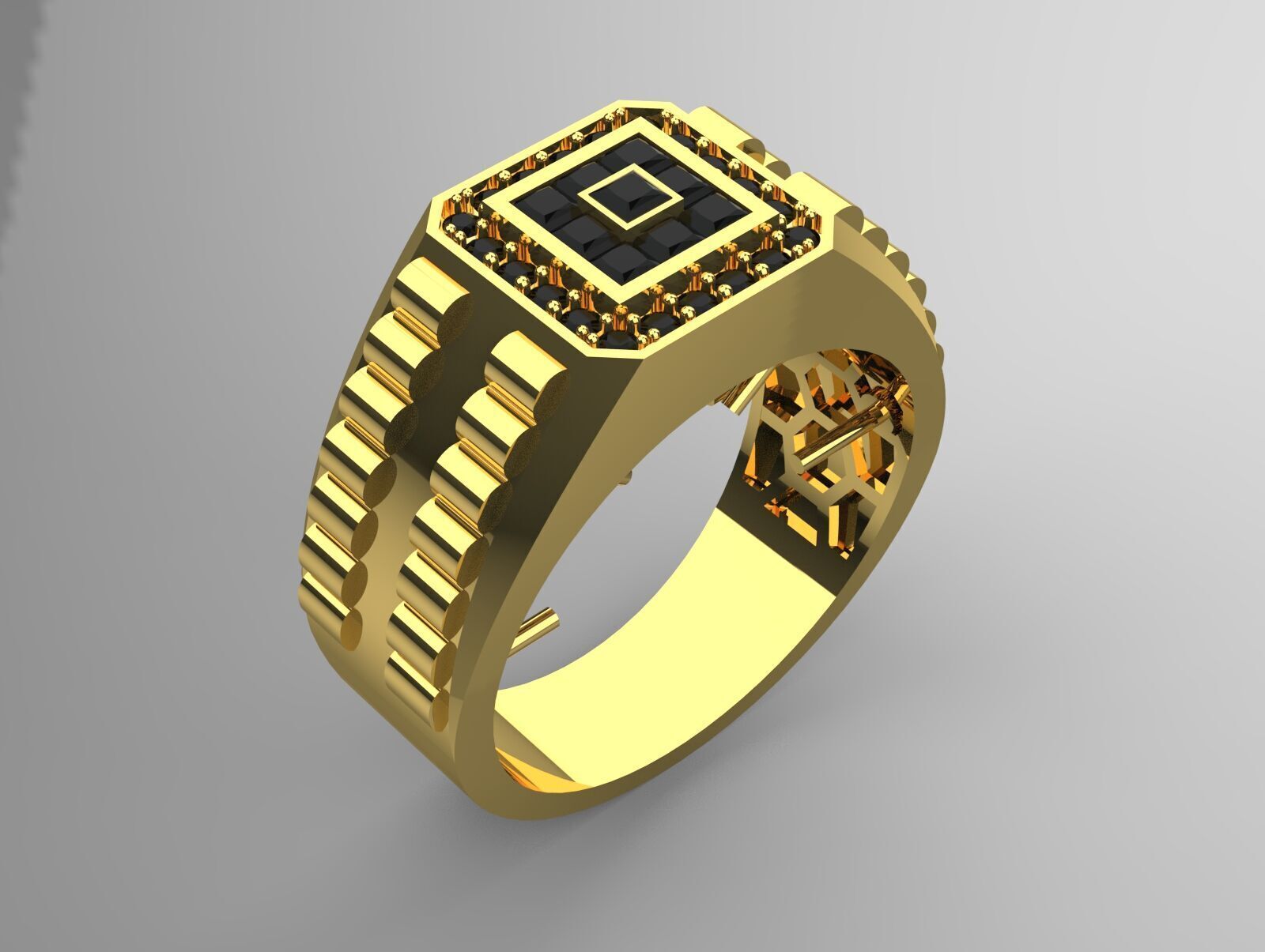 Luxury man Rolex design diamond ring model ror0007 3D print model_14