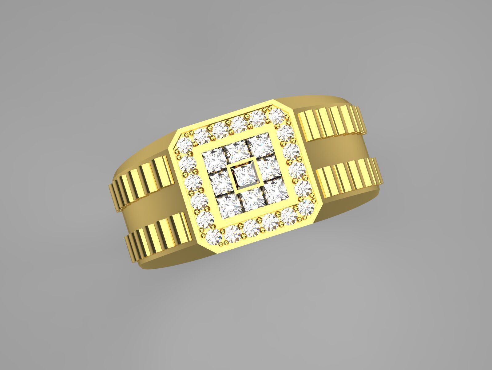 Luxury man Rolex design diamond ring model ror0007 3D print model_17