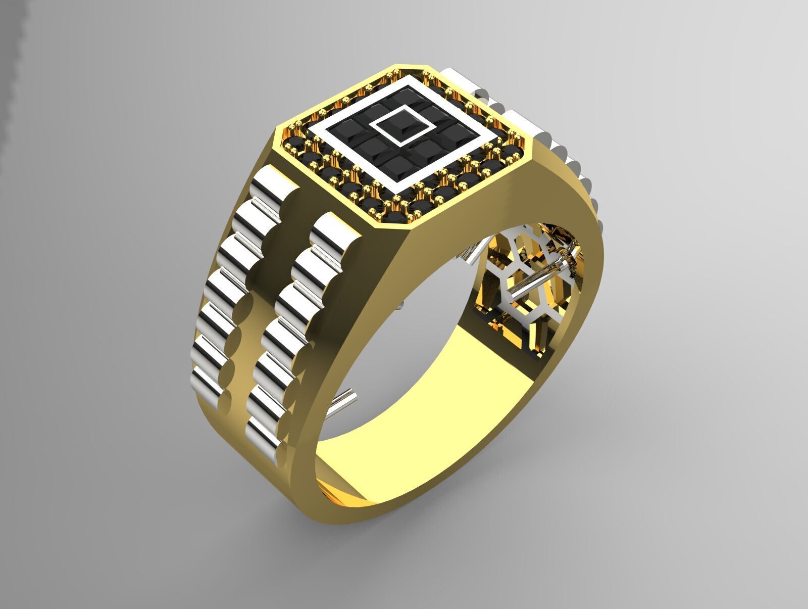 Luxury man Rolex design diamond ring model ror0007 3D print model_15