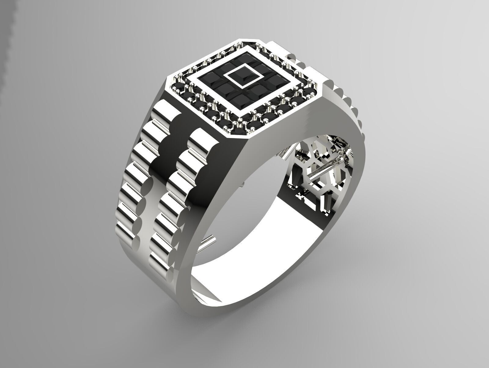 Luxury man Rolex design diamond ring model ror0007 3D print model_13