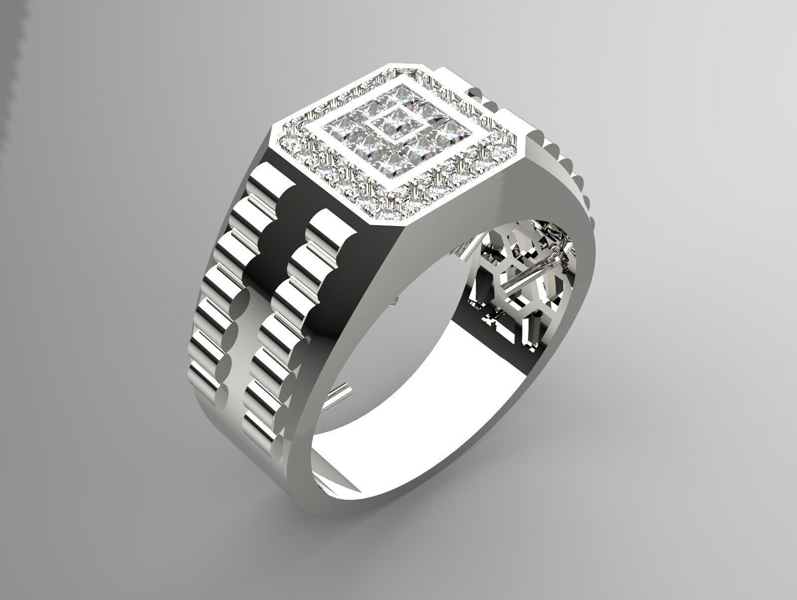 Luxury man Rolex design diamond ring model ror0007 3D print model_12