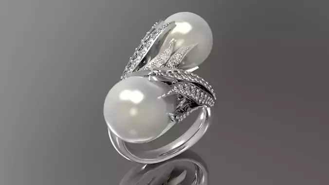 luxury woman pearl ring pr0001 3D print model
