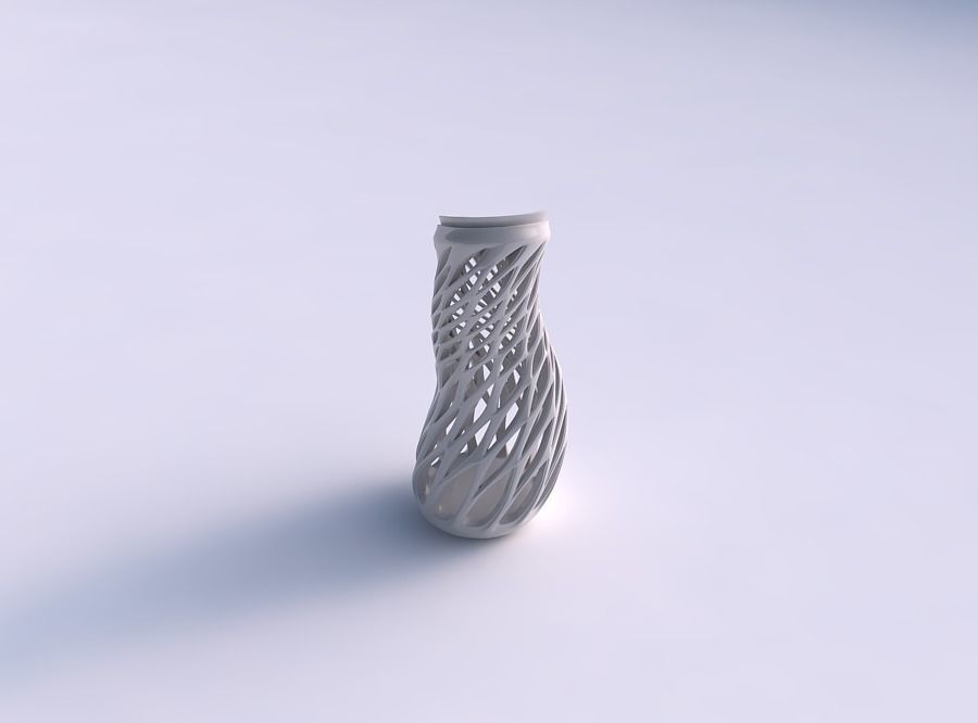 Vase tall wigle with smooth cuts and extruded top eccentric 3D print model_0