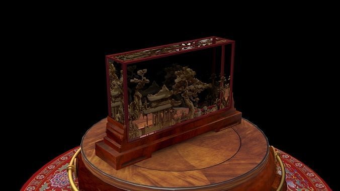 Chinese carved cork display stand  3D model