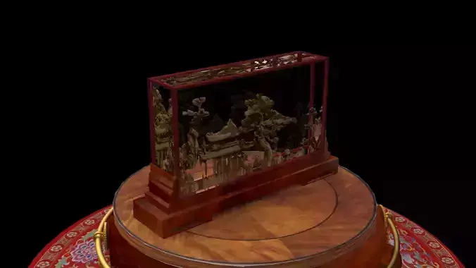 Chinese carved cork display stand 