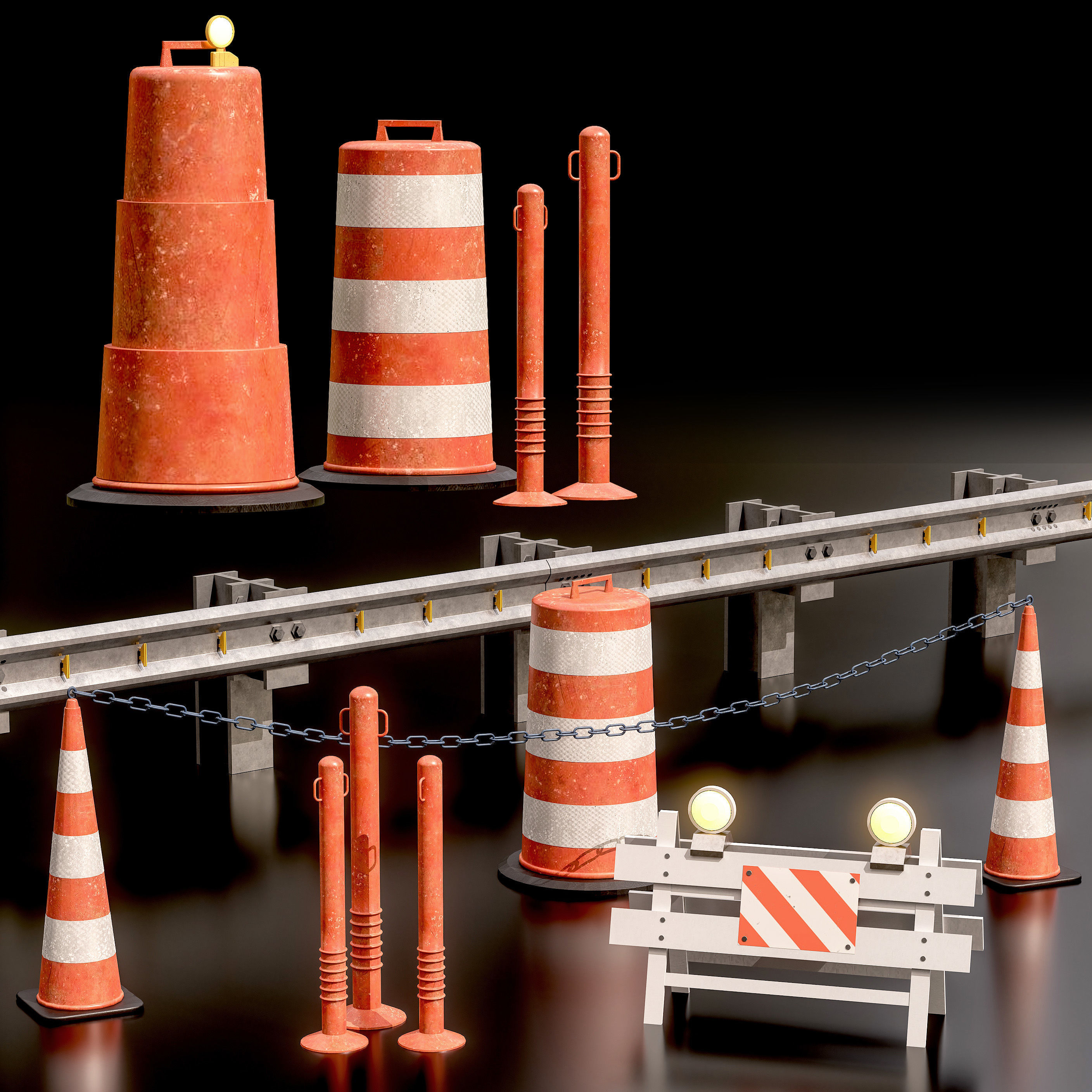 Street Asset Set 02 Low-poly 3D model_1