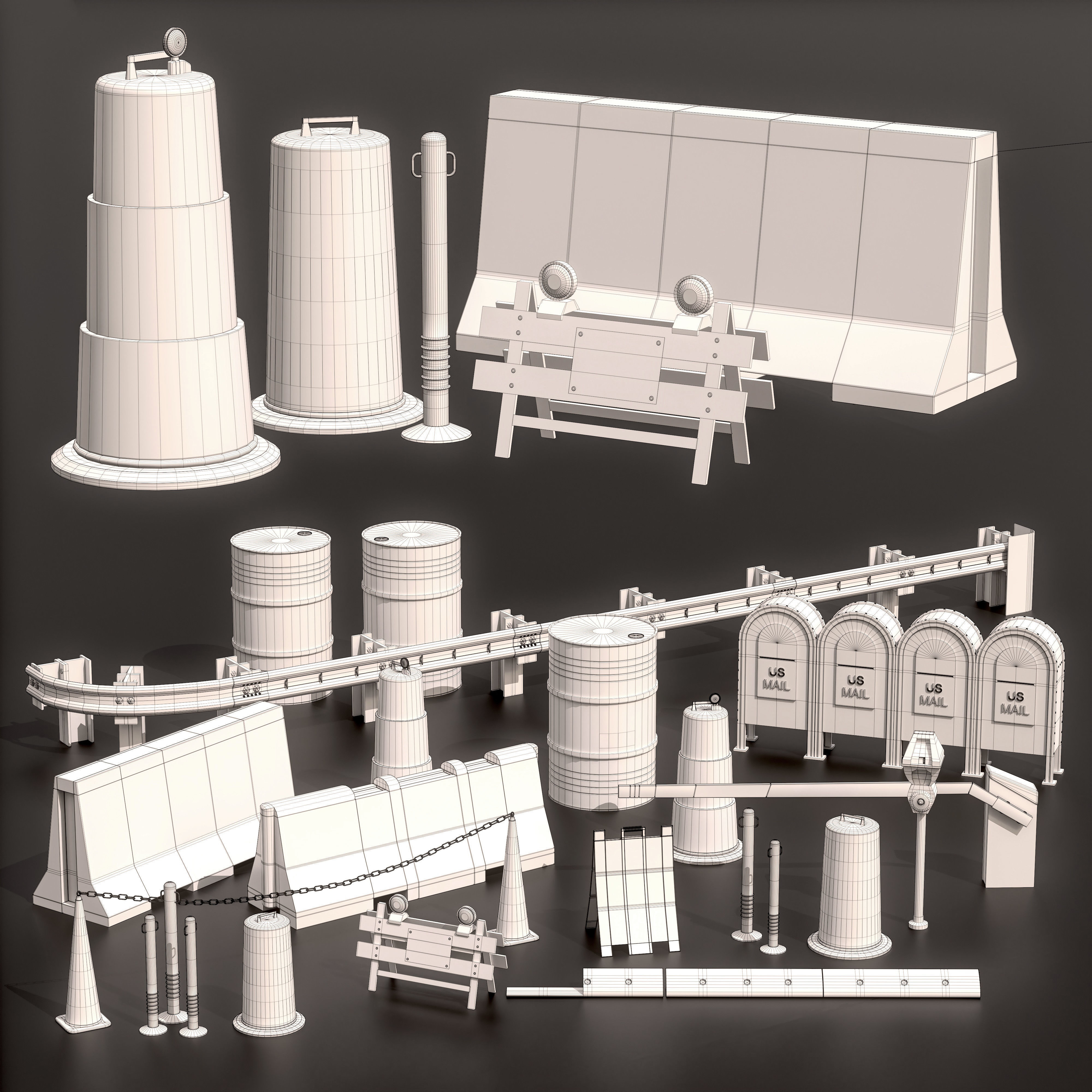 Street Asset Set 02 Low-poly 3D model_4