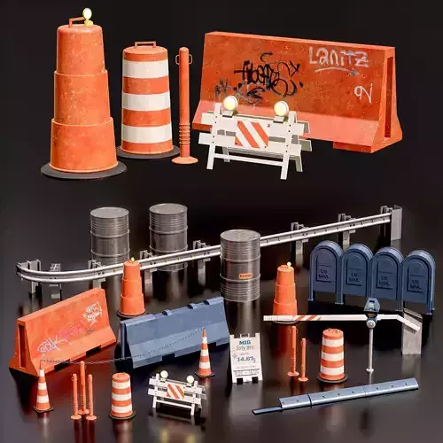 Street Asset Set 02 Low-poly 3D model