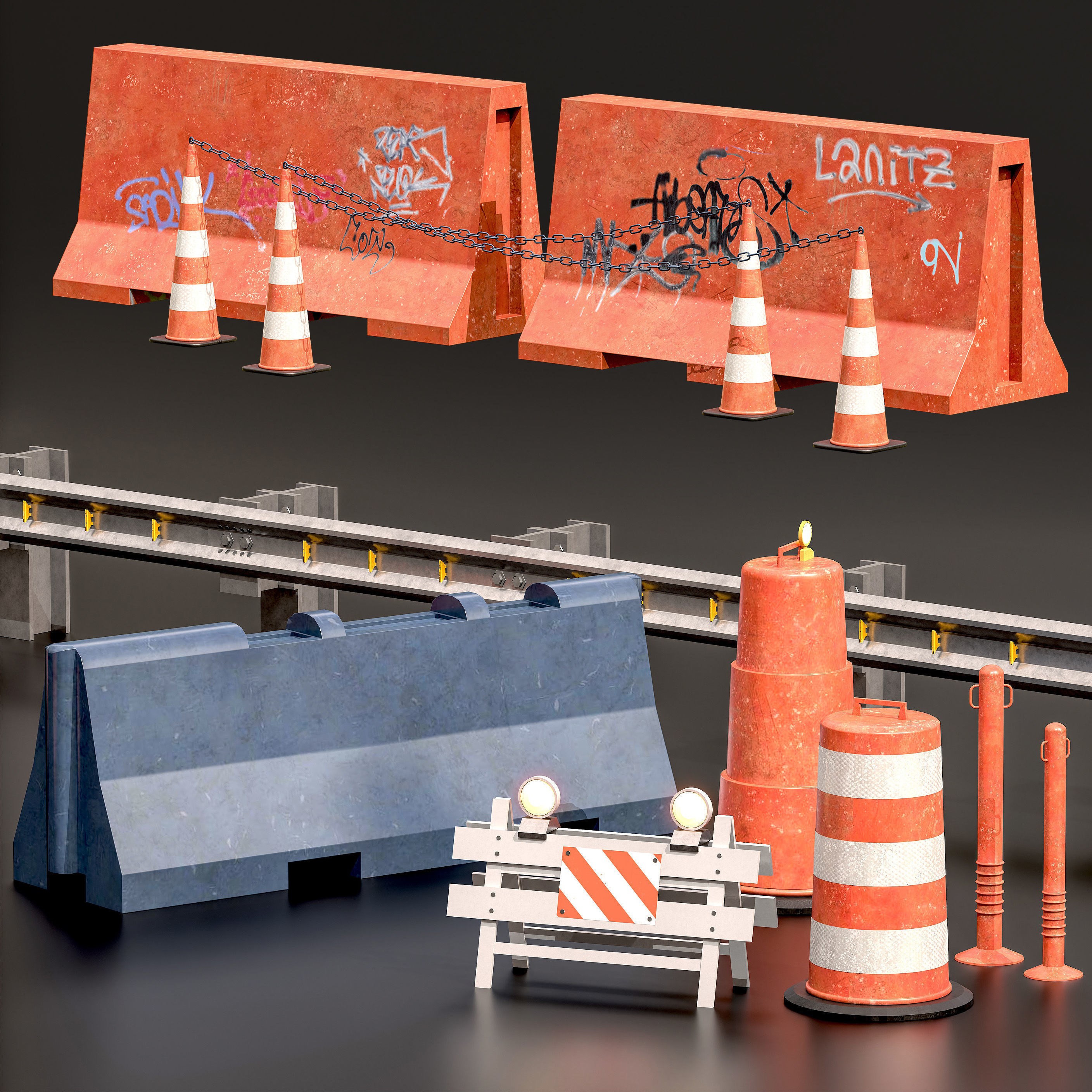 Street Asset Set 02 Low-poly 3D model_3