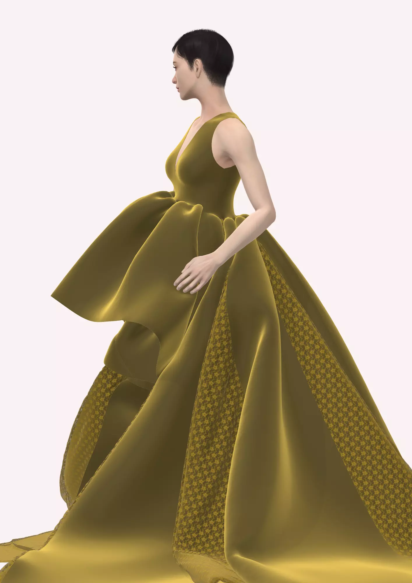 Regal Draped Dress in Style3D Atelier 3D model